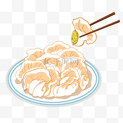中国特色手绘图片_一盘饺子手绘插画