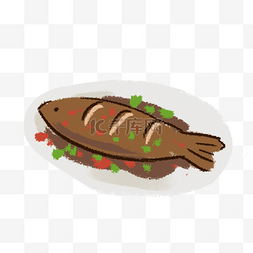 手绘鱼美食食物卡通