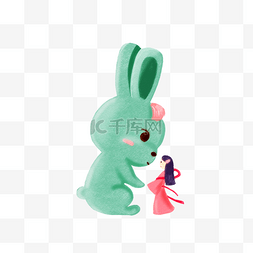 中秋节手绘兔子和嫦娥
