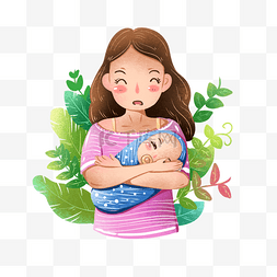 奶粉图片_母婴系列可爱插画抱孩子