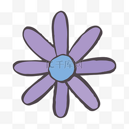 紫花卡通图片_紫色七瓣卡通花朵