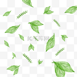 绿色卡通背景装饰漂浮的树叶