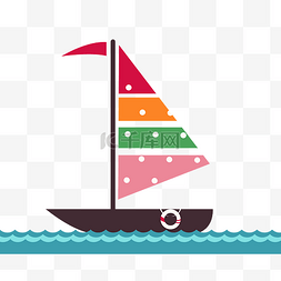 海上小帆船图片_彩色可爱卡通小帆船