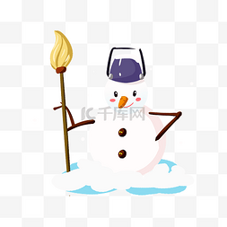 堆雪人下雪插画图片_冬季堆雪人手绘插画