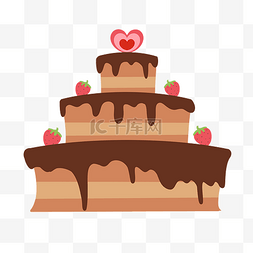 巧克力卡通蛋糕图片_巧克力草莓蛋糕插画