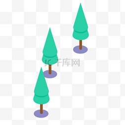 三棵绿色的大树免抠图