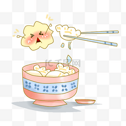 可爱高清表情图片_卡通手绘厚涂冬季吃饺子素材PNG