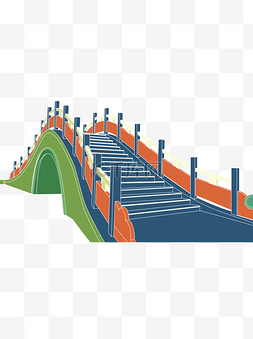 桥图片_卡通彩色公共设施桥插画元素