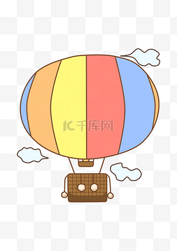卡通手绘彩色热气球
