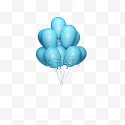 喜庆漂浮气球图片_一束蓝色立体漂浮气球