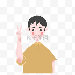 简约手绘穿黄色衣服的男孩插画海