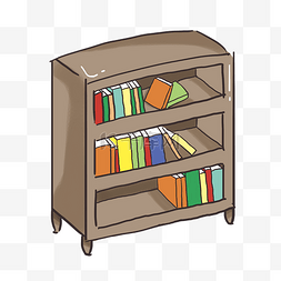 放书的柜子图片_褐色的卡通书柜插画