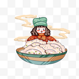 农历新年传统习俗吃饺子手绘插画