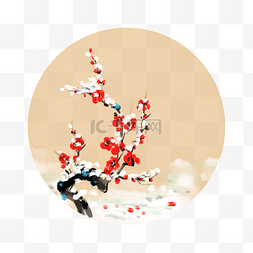 卡通手绘花边框图片_冬季红色的梅花边框