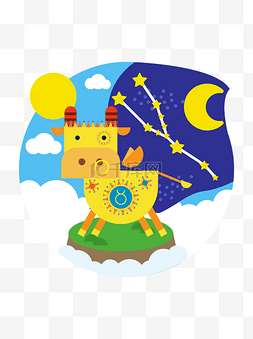 摩羯座星座图案图片_抽象图案十二星座插画图标之金牛