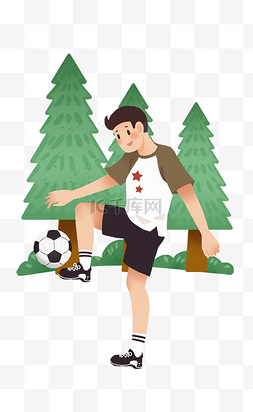 卡通踢足球的男孩图片_踢足球的男孩插画
