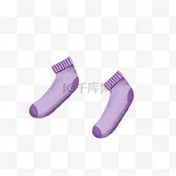 袜子的图片_简约手绘紫色的袜子插画海报免抠