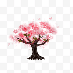 春天的桃花图片_唯美盛开的樱花树元素