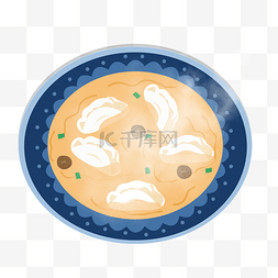 饺子汤饺子图片_手绘卡通冬至过年传统中华美食饺