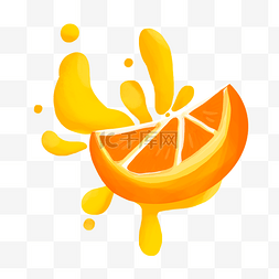 橙汁海报手绘图片_手绘的橙子瓣插画