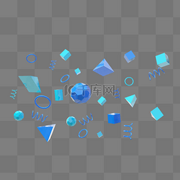 漂浮方形图片_C4D蓝色天蓝色多边形漂浮素材