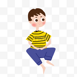 彩色穿黄色衣服的小男孩