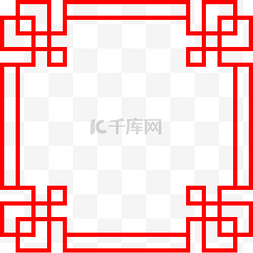 新年透明边框图片_中国风红色正方形花纹矢量海报边