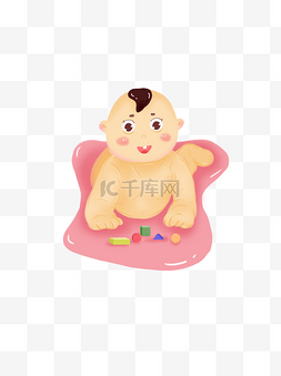 手绘笑脸图片_手绘可爱婴儿玩具七巧板粉红色趴