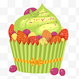 纸杯蛋糕图片_绿色纸杯蛋糕插画