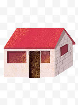 卡通红色房屋图片_手绘卡通红色建筑房屋元素