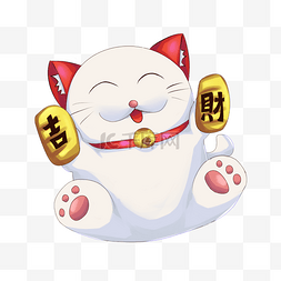 可爱白色招财猫插画