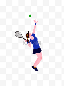 蓝色网球拍图片_网球运动比赛人物元素