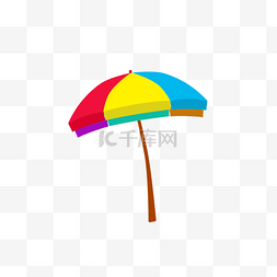 七色颜色的遮阳伞免抠图