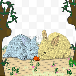 手绘插画兔子中秋节月兔