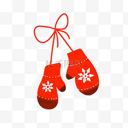 圣诞节手套针织雪花蝴蝶结礼物PNG