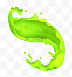 精美的绿叶液体插画