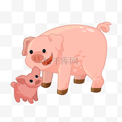 粉红小猪图片_粉红小猪母亲节主题矢量素材