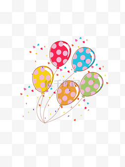 彩带漂浮气球图片_漂浮元素之卡通可爱派对气球