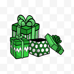 礼盒礼盒包装图片_矢量手绘绿色礼盒