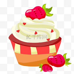 冰淇淋实物图片_特色甜品草莓冰淇淋手绘插画冰淇
