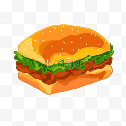 鸡肉图片_美食快餐汉堡插画