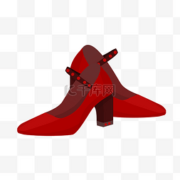 红色高跟鞋图片_复古风红色高跟鞋