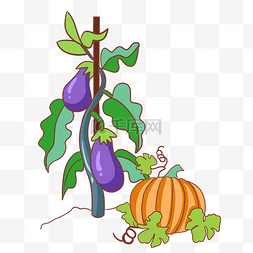 红白杆子图片_紫色的茄子手绘插画