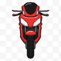 卡通手绘红色动感摩托车插画