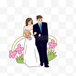 西式简约婚礼主题手绘插画