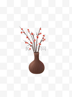 文艺复古中国风图片_中国风梅花和花瓶设计可商用元素