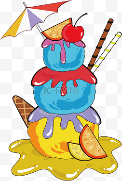 卡通冰淇淋雪糕甜品水果