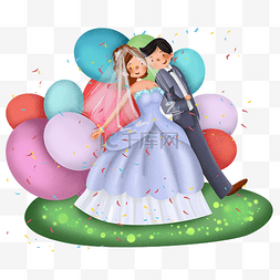 结婚气球图片_婚礼季婚礼新郎新娘和气球