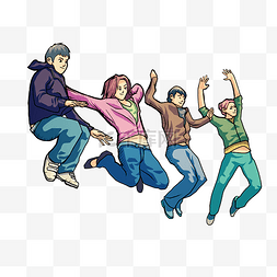 青年节字图片_五四青年节跳跃的青年人免扣元素