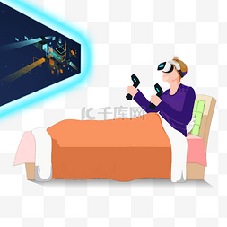 床位ui图片_VR视觉游戏床位眼睛手柄戴眼镜屏